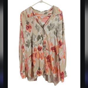 Westbound Multicolor Floral Blouse Button Front Size 2X
